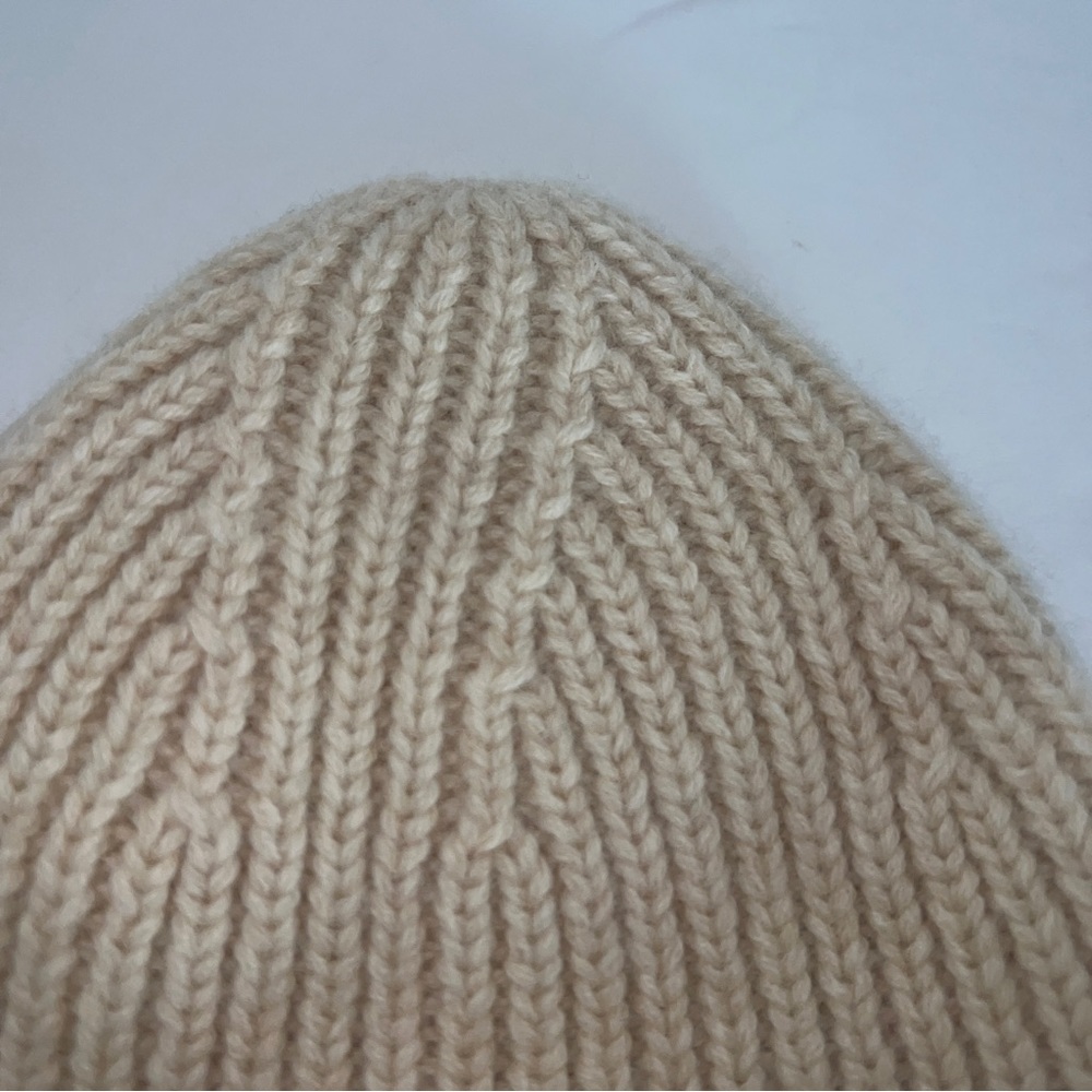 Acne Studios Pansy Beanie Kids Toddler Size 3-4 Ribbed Hat Cream Tan Wool NWOT - Picture 3 of 9